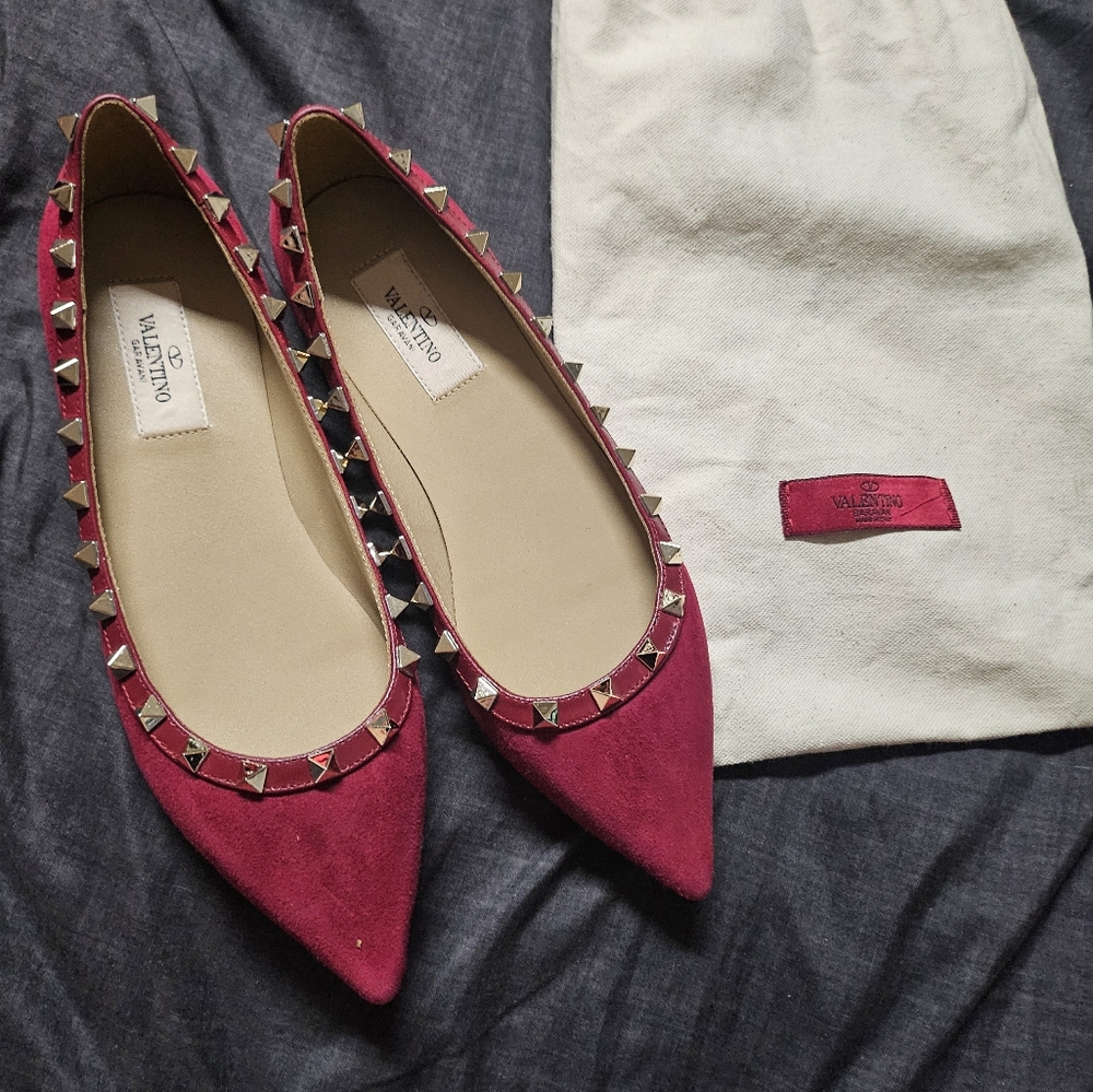 Valentino Women's Red Rockstud Flats